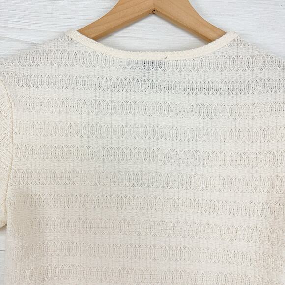 rag & bone Julia Scoop Neck Tee Women XS Ivory Sheer Pullover Stretch Minimalist - Picture 11 of 16